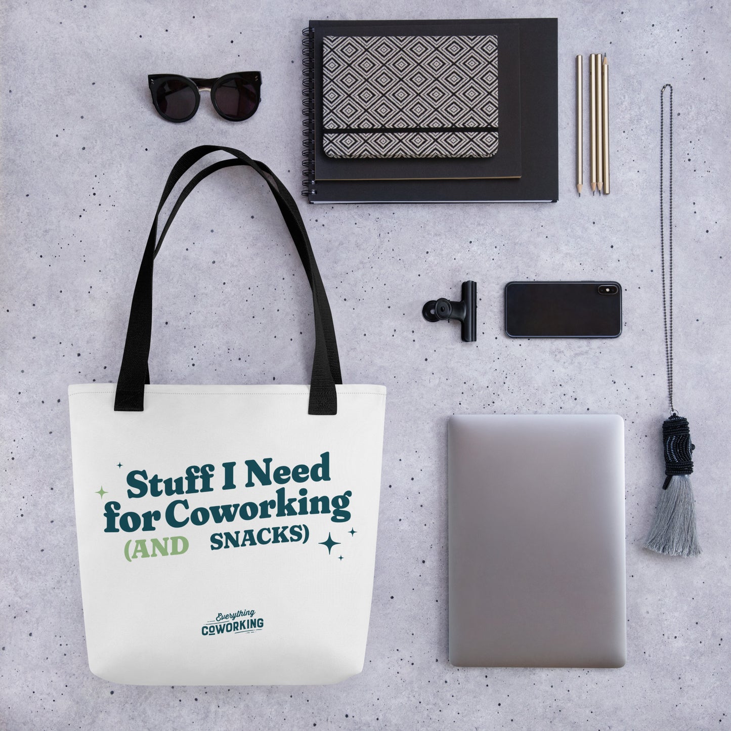 Tote Bag - Stuff I Need For Coworking And Snacks
